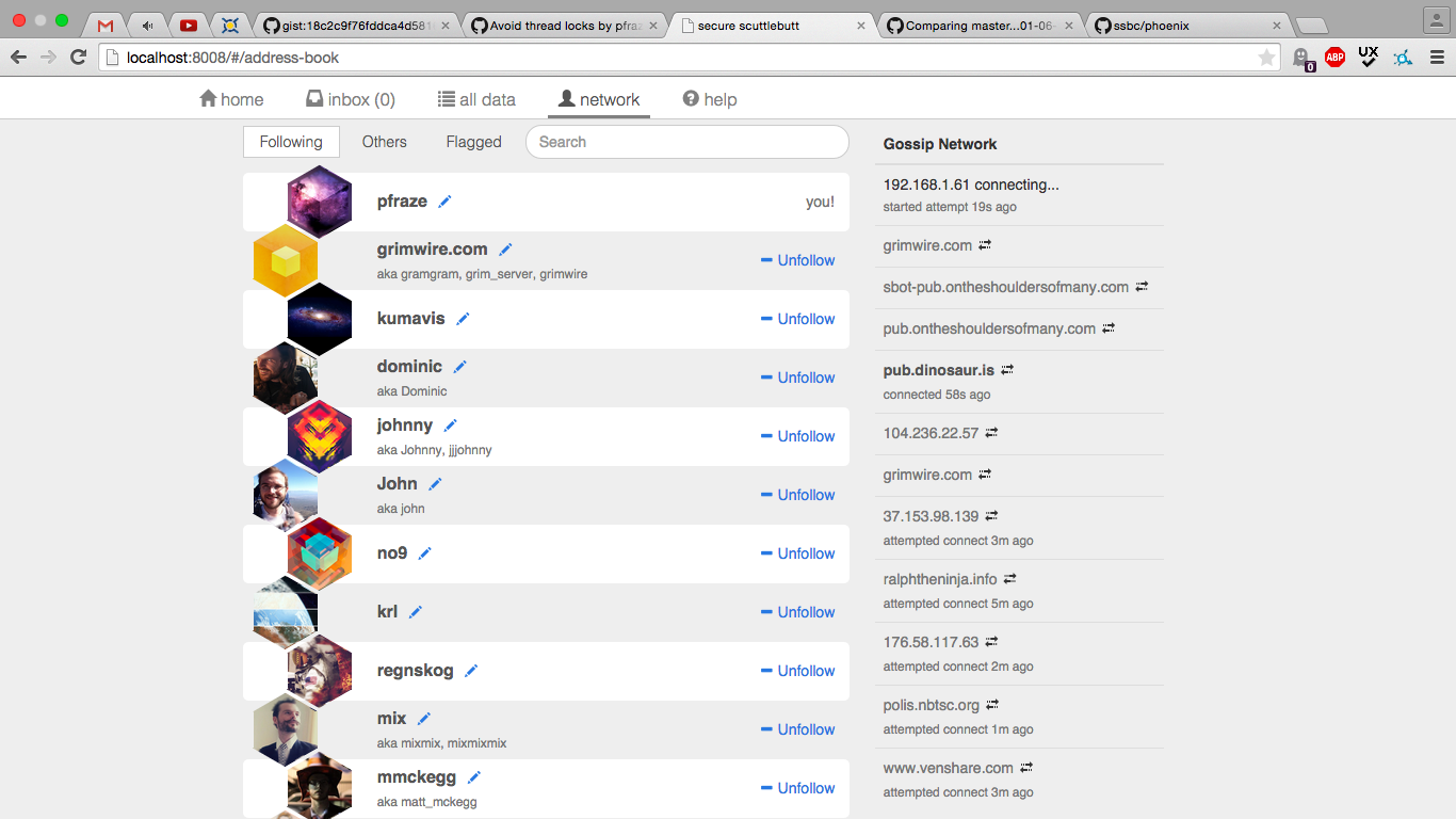 Phoenix network screen screenshot